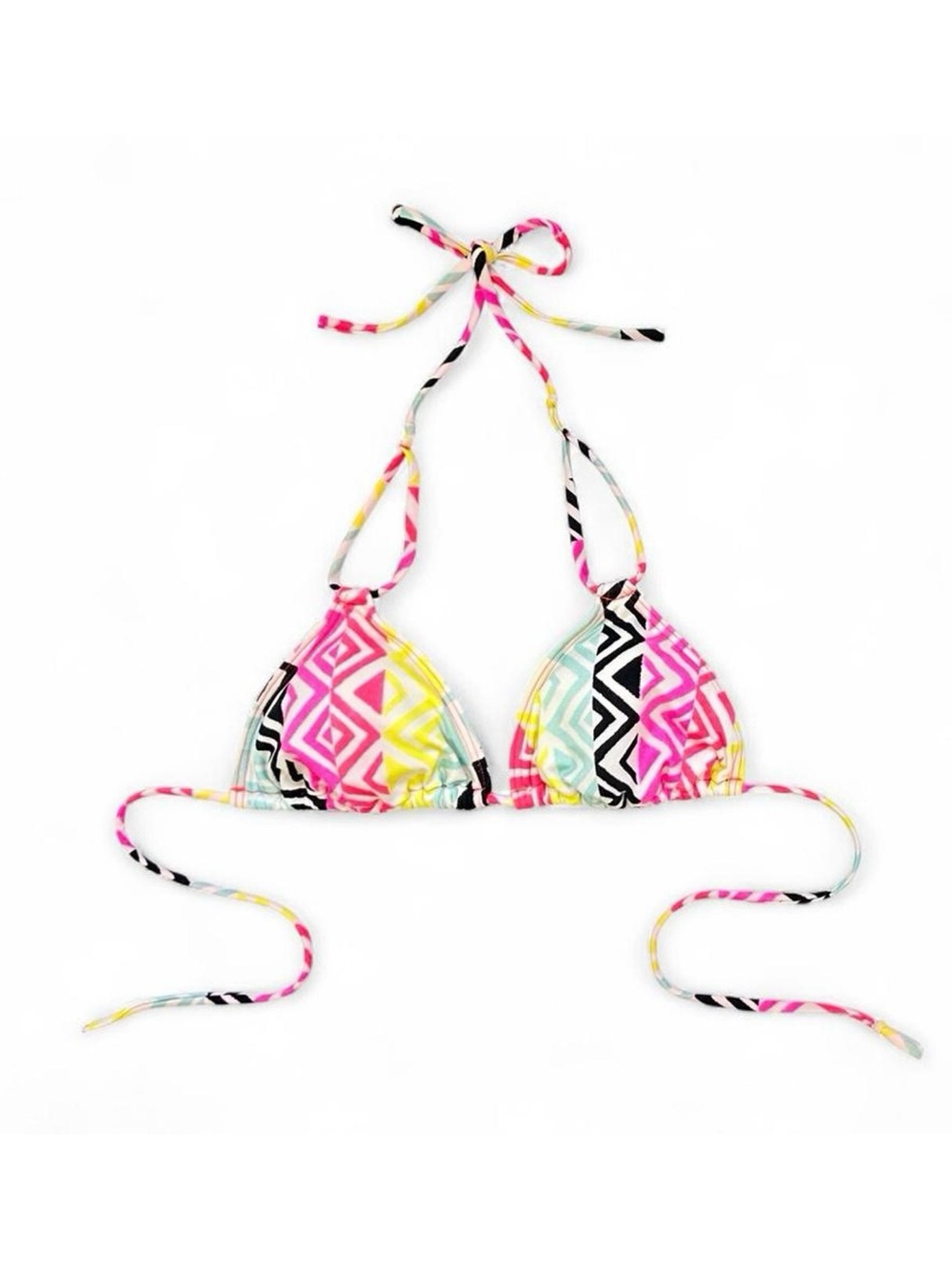 Y2K 2000s Billabong Multicolor Patterned Triangle Bikini Top